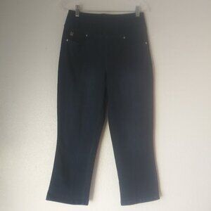 Bell by Kim Gravel women's size 10 dark wash pull on capri jeans